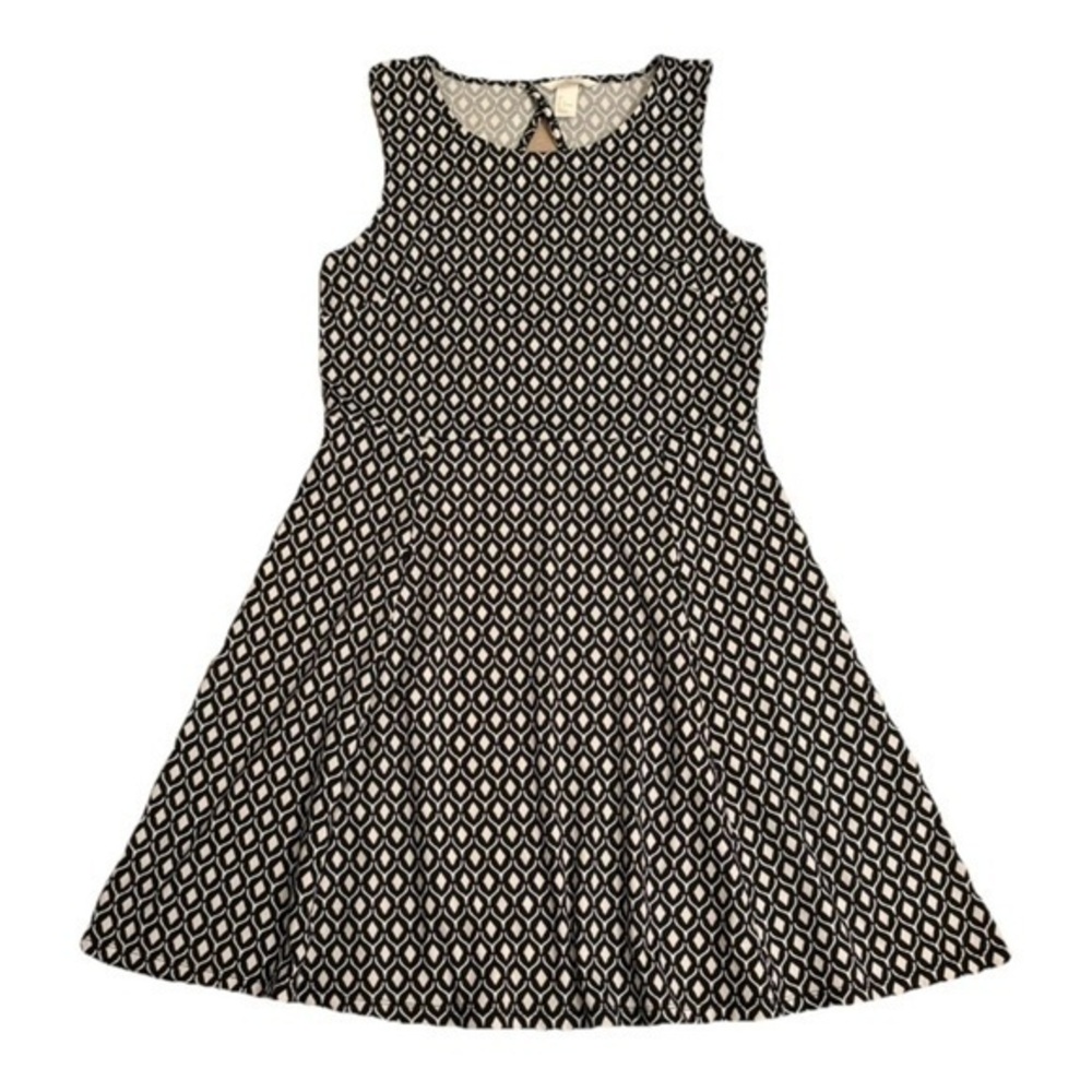 H&M Black and White Sleeveless A-Line Dress Key Hole Back